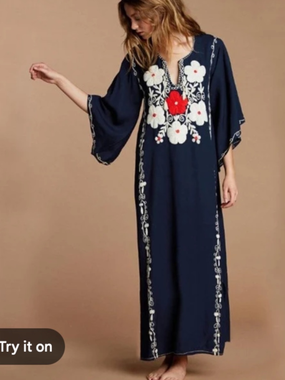 Boho Chic Floral Hippie Kaftan One Size